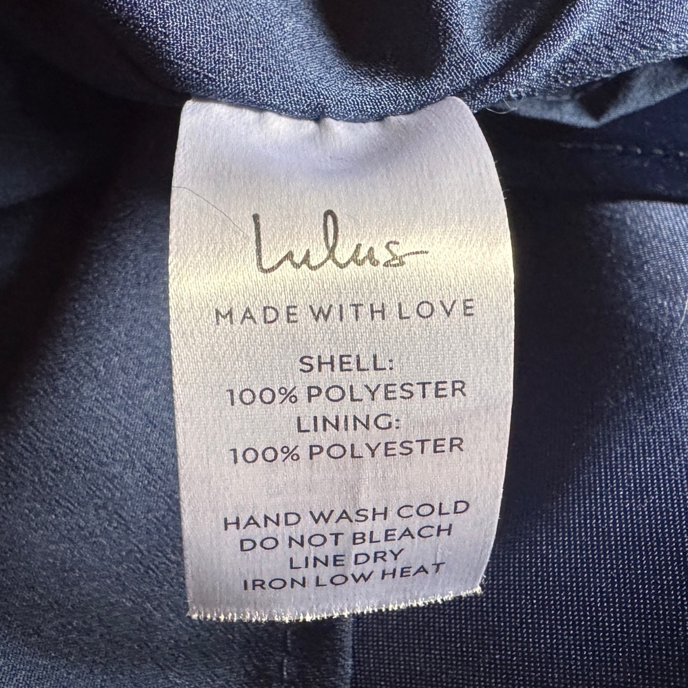 🆕 Lulu's Flawlessly Flirty Dress Navy Bows Open Back Adjustable Mini Satin 6 8 M - Picture 12 of 13